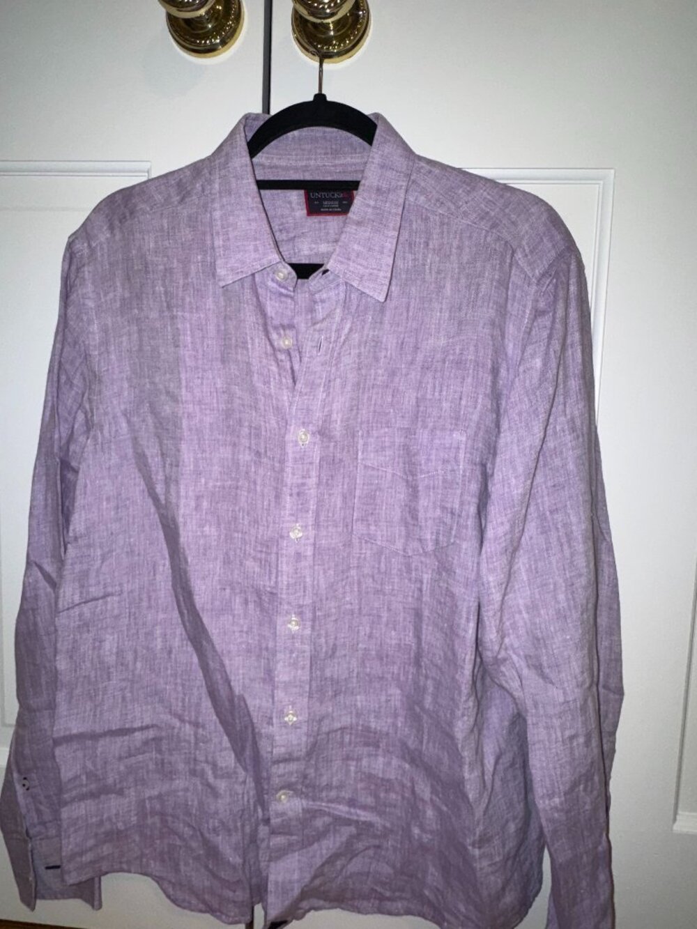 UNTUCKit Men's Lavender Purple 100% Linen Button Down Shirt Size Medium